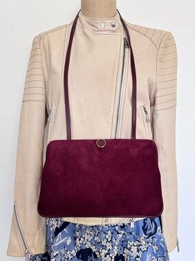 Vintage 60’s Etra Burgundy Suede Shoulder Bag Gold Hardware
